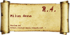 Milus Anna névjegykártya